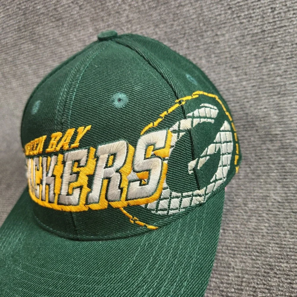 Vintage Green Bay Packers Snapback Hat Sports Specialties Shadow Grid Wool Blend